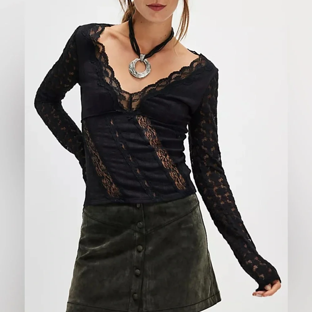 Free People | NWT This Could Be Us Lace Long Sleeve Blouse